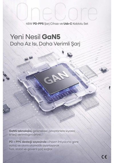 45w Usb-c Pd-pps Super Hız Şarj Adaptörü Ve 1m 5a Type-c To Type-c Kablo Siyah 3 Yıl