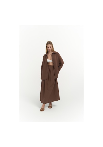 Mai Collection Mai Studios Co. Ambra Kahve Gömlek Etek Takım Kahve