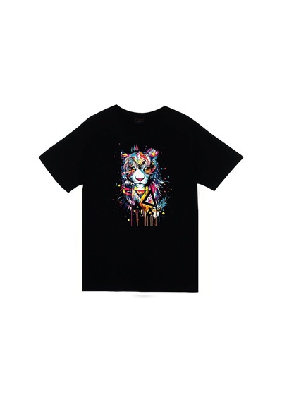 Stoned&Fame Kaplan Baskılı T-shirt SIYAH