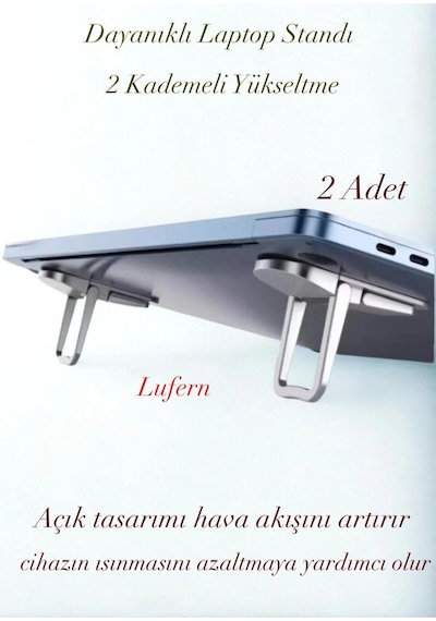 Dayanıklı Laptop Standı 2 Kademeli Yükseltme Ayarlı 2 Adet Katlanır Boyun Sırt Ağrı 2 Adet