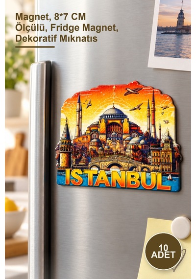 10 Adet İstanbul Temalı Silikon Buzdolabı Süsü Magnet, 8 7 Cm Ölçülü, Fridge Magnet, Dekoratif Mıknatıs 1