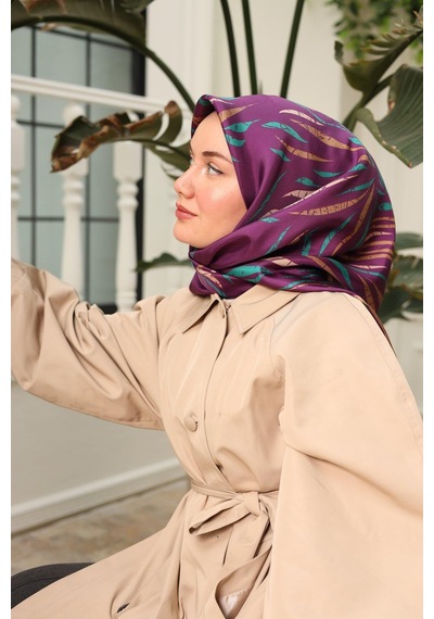 Silk Home Mürdüm Desenli Tivil İpek Eşarp 11432-04 Çok Renkli