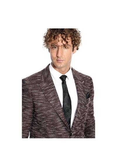 Wessi Desenli Slim Fit Spor Bordo Erkek Ceket - Wessi Bordo