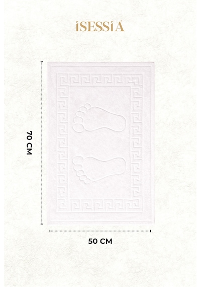 3 Adet %100 Pamuk En Iyi Emici Ayak Havlusu : Konforlu Banyo Paspası 50x70cm Terra Beyaz
