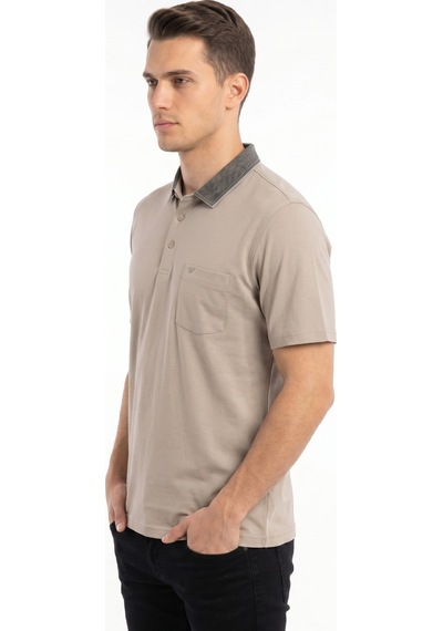 Raymons Erkek Büyük Beden Polo Yaka Cepli Kısa Kollu Tişört T6275 Bgl-st05556 Bej