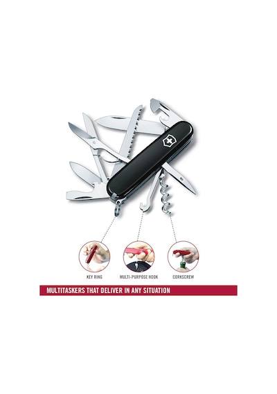 Victorinox Kamp Çakı 1.3713.3 Huntsman 15 Fonksiyon Siyah İsviçre Siyah