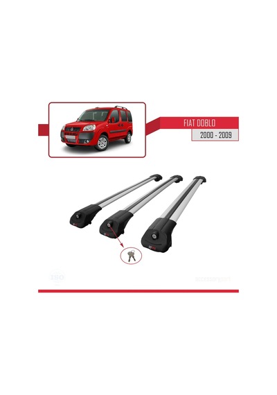 Fiat Doblo 2000-2009 Arası İle Uyumlu Ace-1 Ara Atkı Tavan Barı Gri 3 Adet Bar