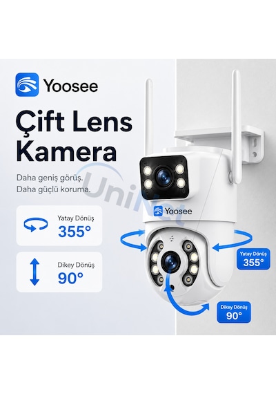 Uninet 6mp Çift Lensli Wifi Döner Başlıklı Ptz Güvenlik Kamerası Insan Takibi, Gece Görüşü, Çift Yönlü Ses Ve Nvr Desteği