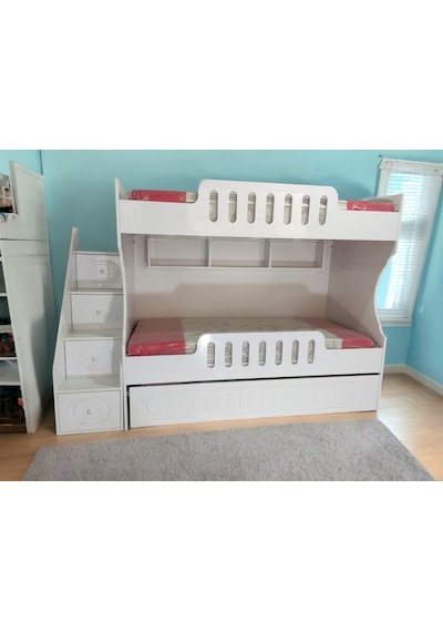Toledo Tamamı Mdf Lake Boyalı Yavrulu 3 Lü Ranza B