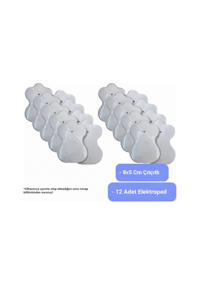 Tens Pedi 12 Adet 8x5 Cm Çıtçıtlı Elektroped Tens & Ems Cihazları İle Uyumlu