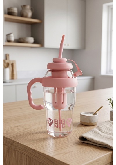 Ice Bottle Pipetli Suluk Matara 1300 Ml Pembe