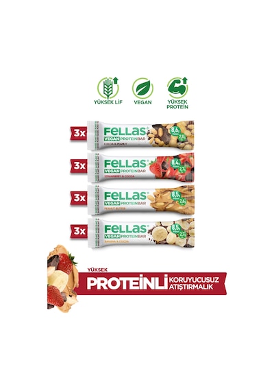 Vegan Protein Bar 40 G Karma Kutu - 12 Adet 4 Çeşit
