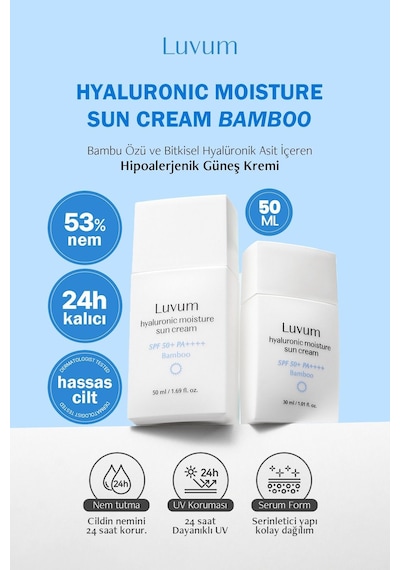 Luvum Bambu Özü ve Bitkisel Hyalüronik Asit içeren Nemlendirici Güneş Kremi Luvum Bamboo Sun