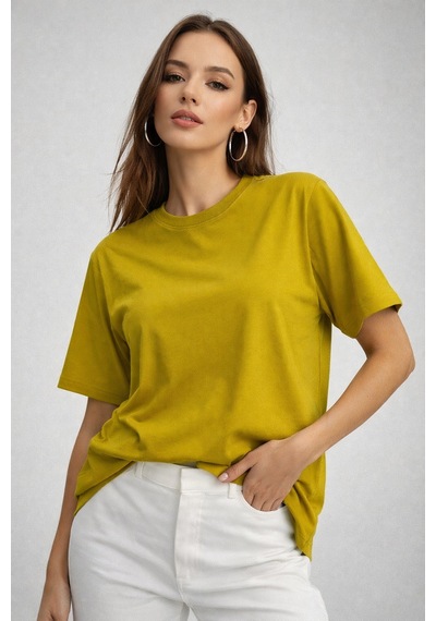 Kadın Hardal %100 Pamuk Oversize Basic Tişört Rahat Kalıp Relaxed Bisiklet Yaka T-shirt Hardal Kadın Hardal %100 Pamuk Oversize Basic Tişört Rahat Kalıp Relaxed Bisiklet Yaka T-shirt Hardal