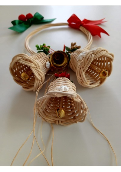 Bambu 3'lü Çan Kapı Çelengi Noel Temalı 23 13 Cm