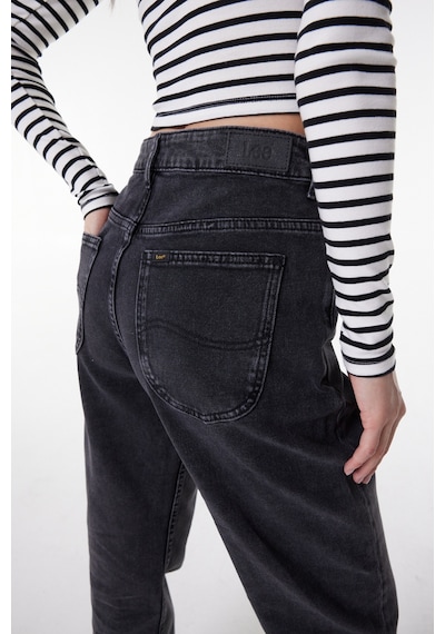 Lee Rider Slim Fit Dar Kesim Normal Bel Dar Paça Siyah Kadın Esnek Jean Denim Kot Pantolon L35FQBD59 Siyah