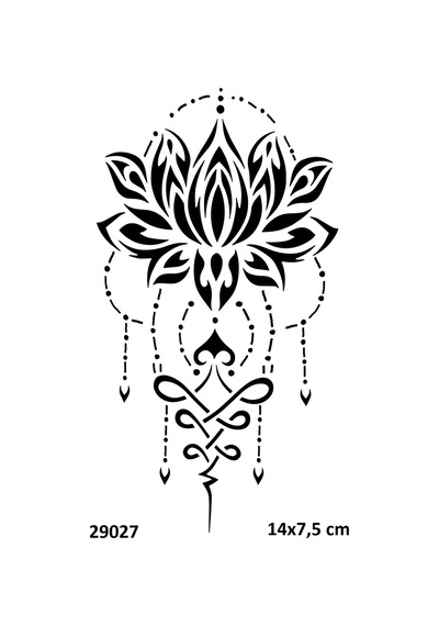 Airbrush Tattoo Zarif Lotus Yapışkanlı Stencil Süsleme Ve Boyama Kalıbı Stencil Kalıp