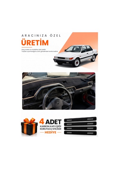 Mıtsubıshı Lancer 1987-1991 Uyumlu Torpido Koruma Örtüsü Oto Kılıfı - Siyah Bej