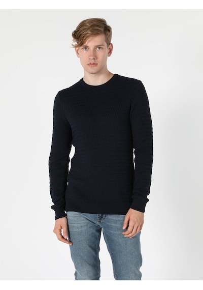 Colin's Slim Fit Bisiklet Yaka Triko Lacivert Erkek Kazak CL1056031_Q1.V1_NAV