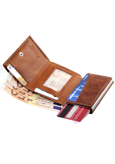 Ancora Leather Hakiki Deri Crazy Mekanizmalı Erkek Cüzdanı Taba
