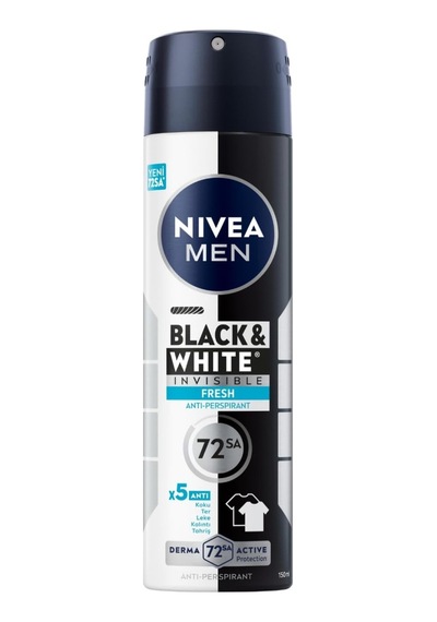 Nıvea Men Erkek Sprey Deodorant Black&white Invisible Fresh 150 Ml - 6 Adet Tarı