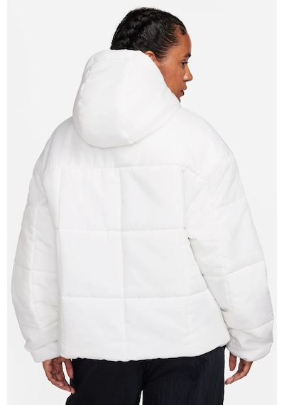 Nike Therma Fit Loose Fit Classic Buffer Bol Kesim Kapüşonlu Kadın Şişme Mont Beyaz Beyaz