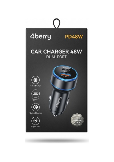 Bs02 Pd48w Dual Port Araç Şarj Cihazı Type-c Pd30w + Usb-a Qc3.0 48w Hızlı Şarj Adaptörü