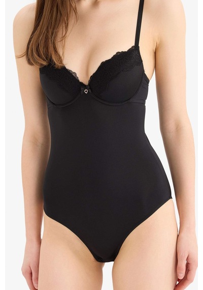 DeFacto Yarım Dolgulu Dantel Detaylı Bodysuit-Fall in Love D8168AX25SPBK81