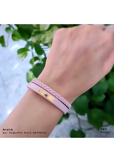 Archin Yay Burçları İçin Pembe Derili Dikdörtgen Figürlü 14 Ayar Altın Plakalı Hediye Bileklik-613burç Yay Archin Yay Burçları İçin Pembe Derili Dikdörtgen Figürlü 14 Ayar Altın Plakalı Hediye Bileklik-613burç Yay