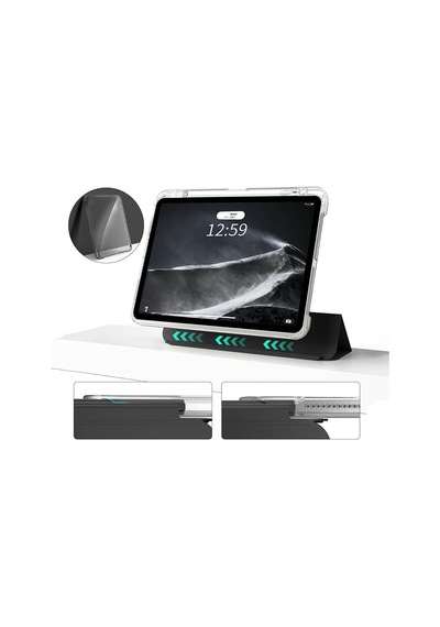 Apple Uyumlu iPad Air 11 2025 M3 Kılıf Magnetik Ayrılabilen Airbagli Sliding Tablet Kılıfı Kapaklı Kılıf