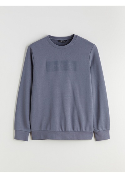 Lcwaıkıkı Classic İndigo Bisiklet Yaka Baskılı Erkek Sweatshirt