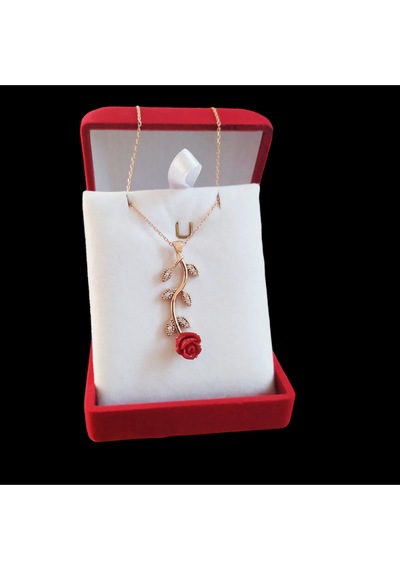Modahilye 925 Ayar Gümüş Gül Tasarım Rozegold Renk Kolye Rose Gold