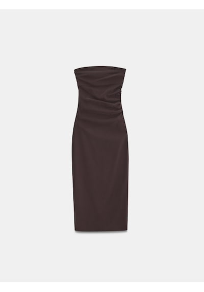 Dilvin 91368 Straplez Midi Elbise-koyu Kahve Koyu Kahve