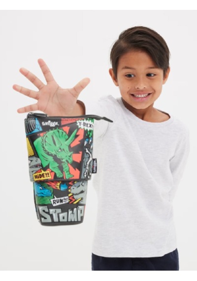 Smiggle Happy Tales Stand N' Slide 2'si 1 Arada Kalem Kutusu Gri