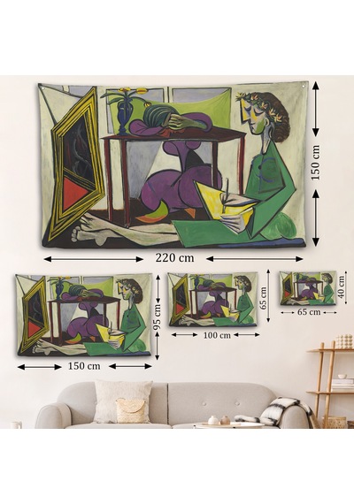 Pablo Picasso - İç Mekanda Bir Kız Çizimi Duvar Örtüsü-7081