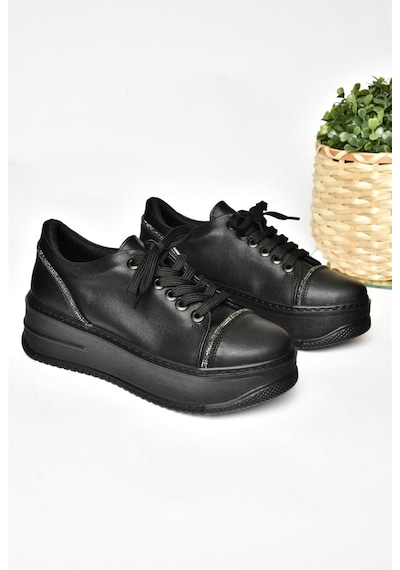 Fox Shoes R274217509 Siyah Kalın Tabanlı Spor Ayakkabı Sneakers Siyah