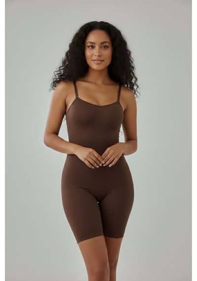 Toparlayıcı Yüksek Bel Tam Boy Body 9050 Kahverengi