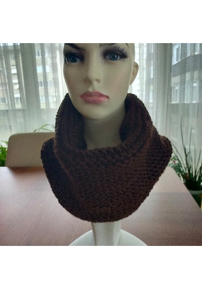 NVSisters Kahverengi El Yapımı Unisex Boyunluk Koyu Kahverengi