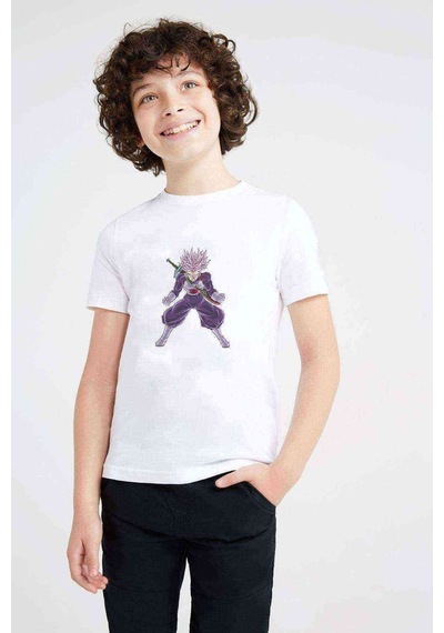 Tshirthane Anime Dragon Ball Baskılı Unisex Çocuk Beyaz T-Shirt (534786129)
