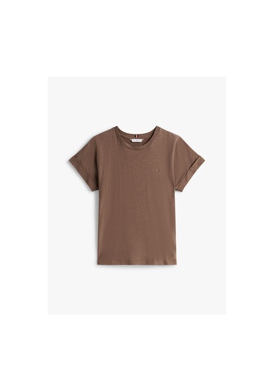 Tommy Hilfiger Slub Mdrn C-nk Ss T-shırt Kadın Kahverengi T-shirt - Ww0ww45747