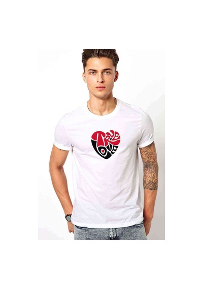 True Love Baskılı Beyaz Erkek Tshirt