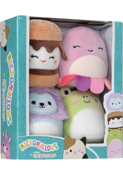 Micromallows Squishmallows Mini Yumuşak Peluş Oyuncak 4 Lü Figür Seti - 6 Cm - Model - 1 Çok Renkli