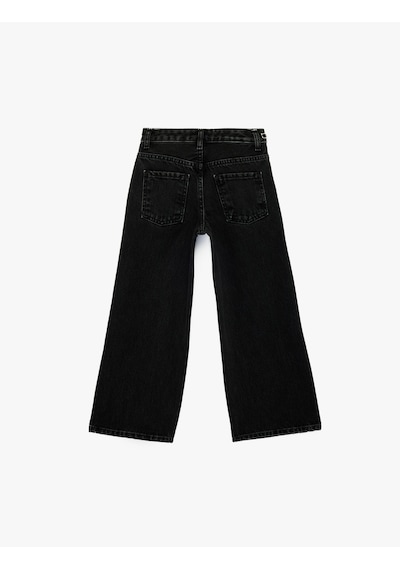 Koton Pamuklu Aksesuar Detaylı Cepli Geniş Paça Denim Pantolon - Wide Leg Jeans Siyah 6skg40073ad Koton Pamuklu Aksesuar Detaylı Cepli Geniş Paça Denim Pantolon - Wide Leg Jeans Siyah 6skg40073ad