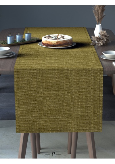 Br Perle Perle Home Keten Dokulu Runner Yağ Yeşili Renk Dekoratif Şık Runner Örtü
