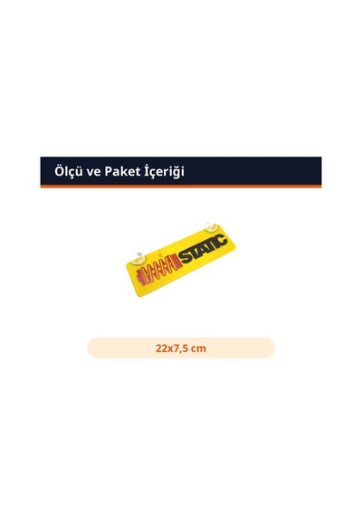 Trobus Vantuzlu Dekor Plaka Cam Süsü Static Yazılı 22x7,5 Cm Kırmızı Siyah Sarı