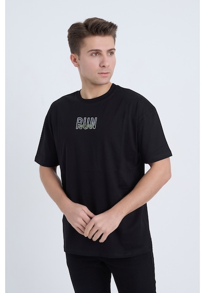 Velvoria Unisex Oversize Siyah Run T-shirt