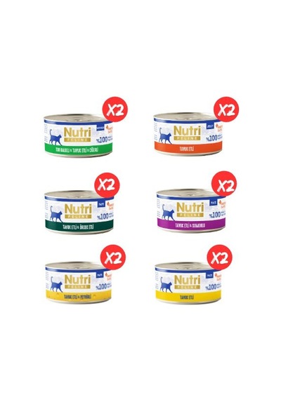 Nutri Feline 12'li Karışık Tavuklu Seri Yaş Kedi Maması Ekonomik Koli