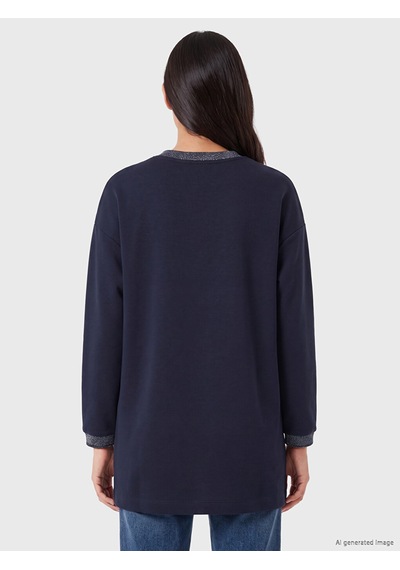 Lcw Everyday Lacivert Soft Touch Oversize Kadın Sweatshirt Tunik