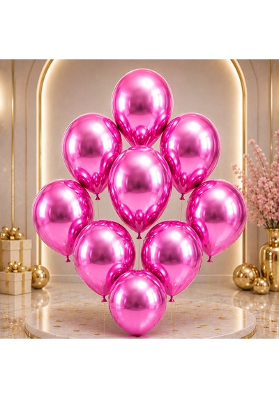 Fuşya Renk Lateks Krom Balon 45 Cm - 2 Adet
