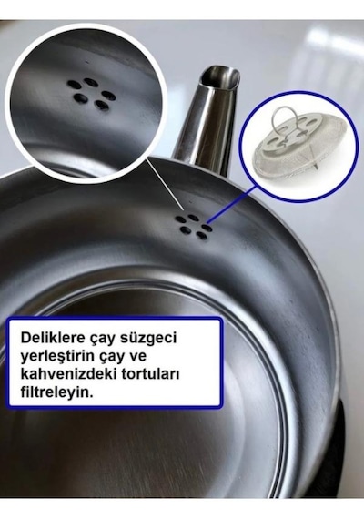 4 Adet Demlik İçi Sök Tak Çay Süzgeci Paslanmaz Çelik, Dayanıklı, Hijyenik,pratik Çay Filtresi Metalik Gri